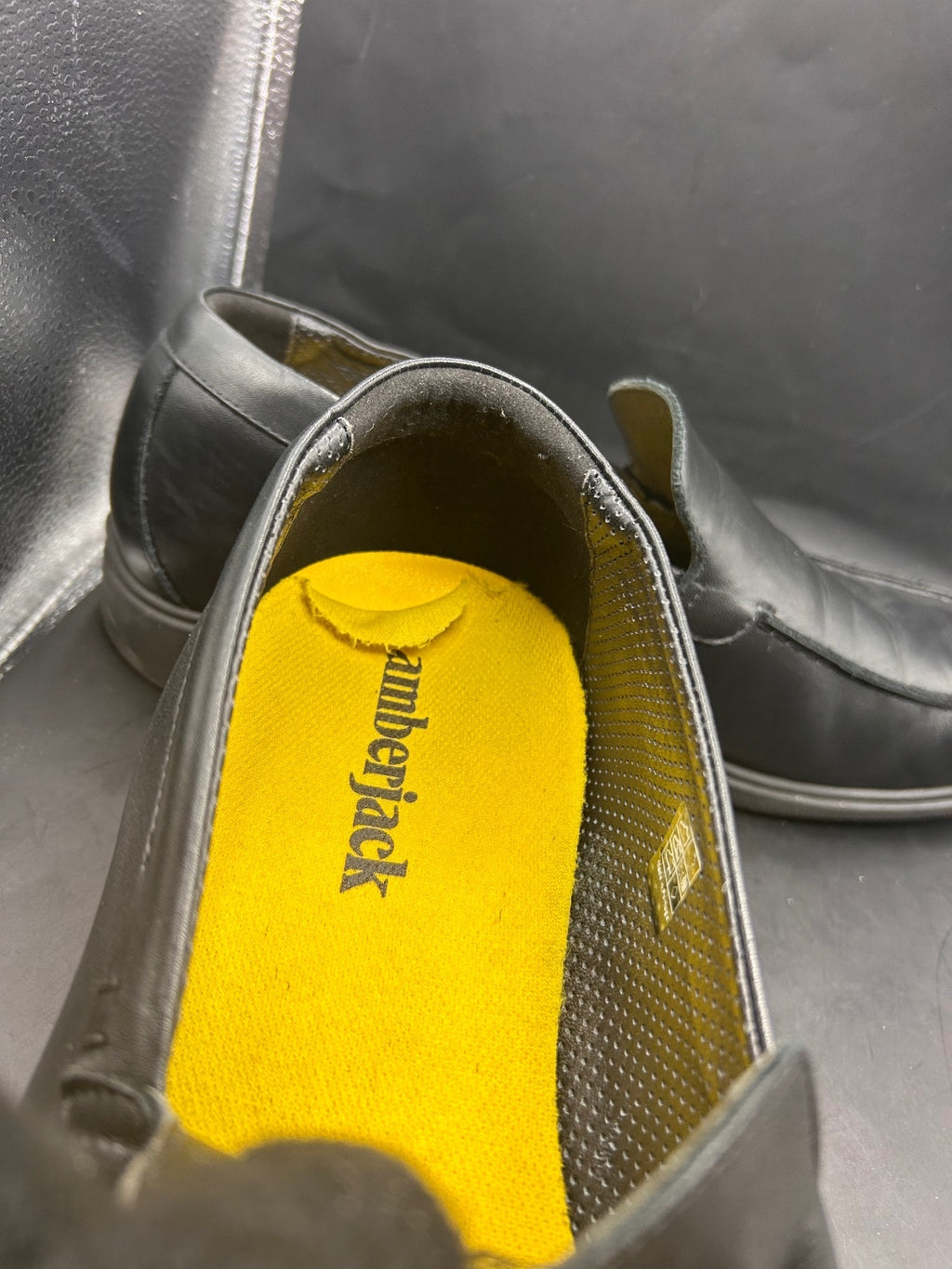 Amberjack Black Leather Slip On Loafers Mens Size 14 M Comfort Dress Shoes