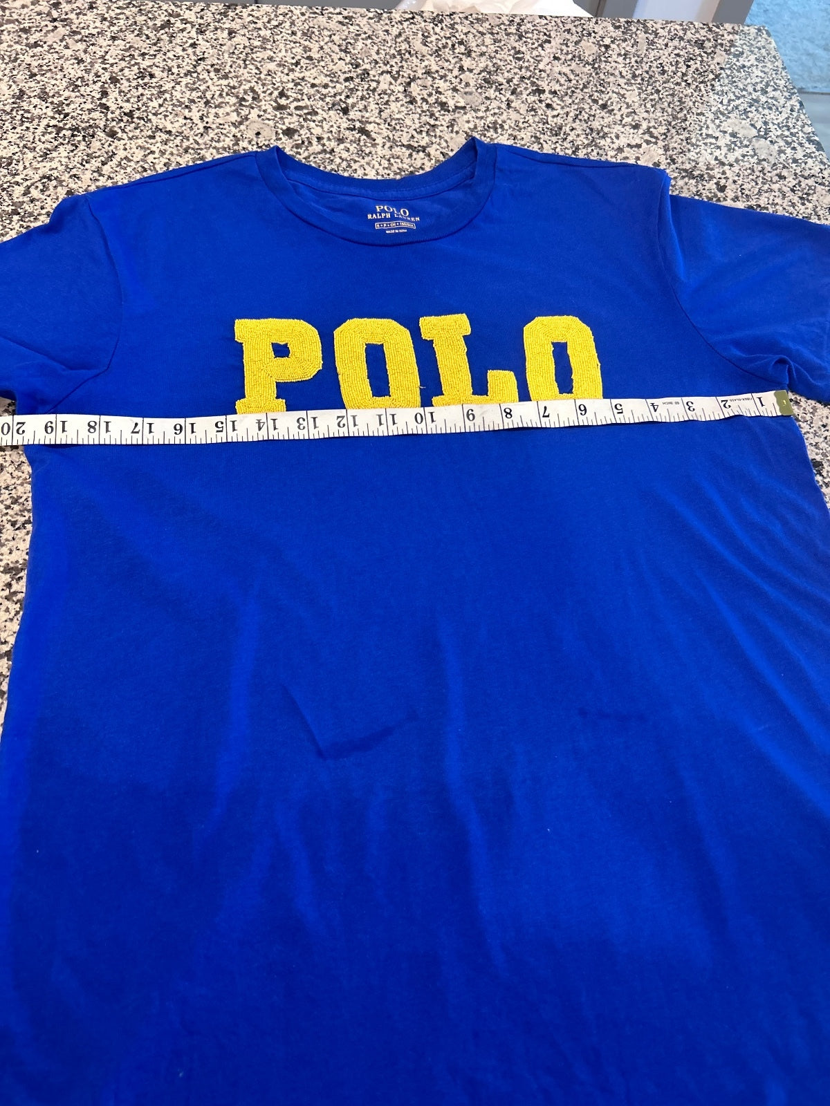 Polo Ralph Lauren Blue Crew Neck T-Shirt with Yellow POLO Logo