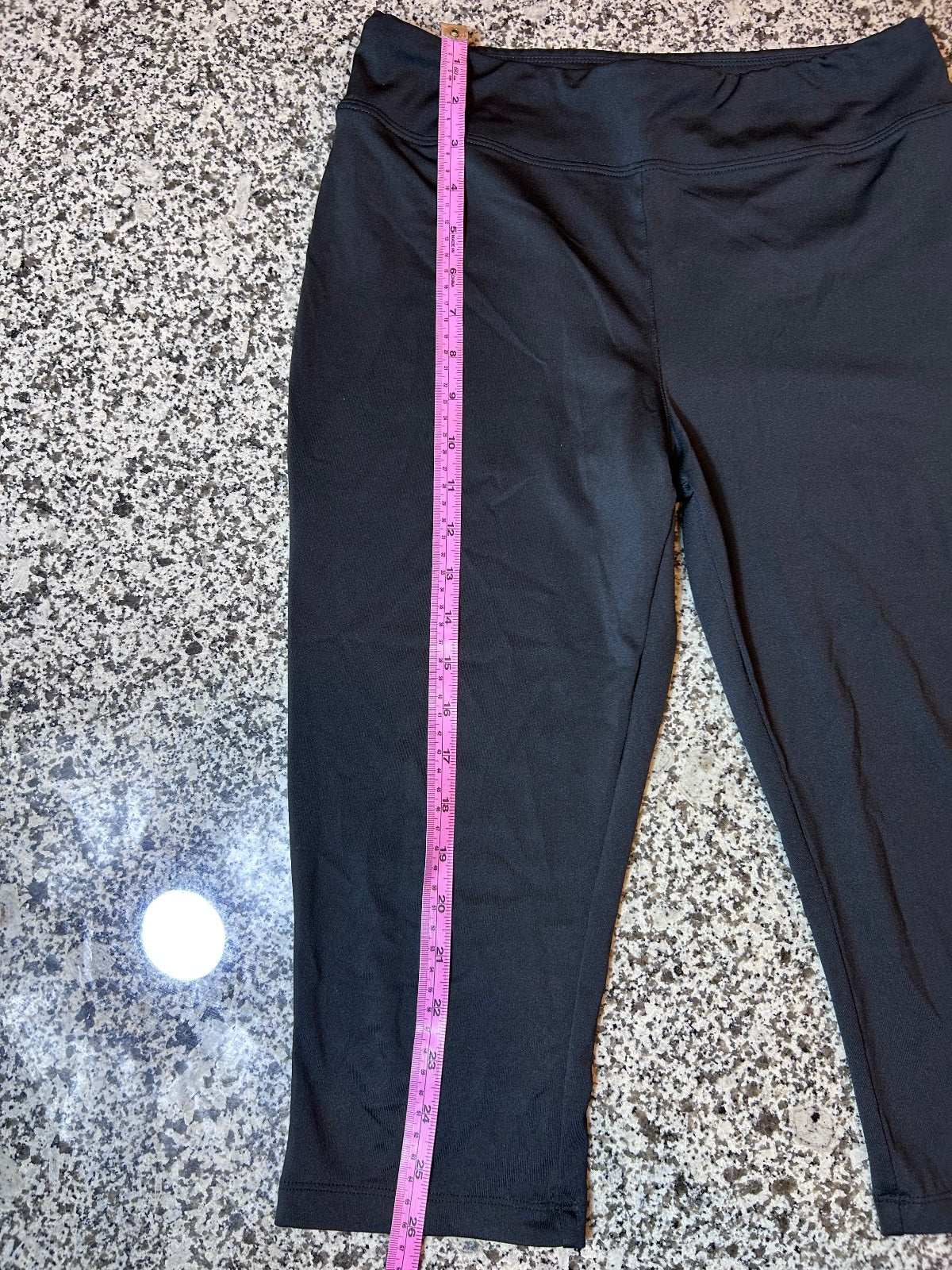 Lot of 2 Women's Black Capri Leggings Set Stretchy Cropped Workout Lounge Pants