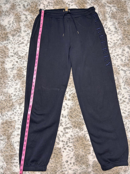 Burberry Mens Black Fleece Sweatpants Cotton Blend Joggers Small Hole