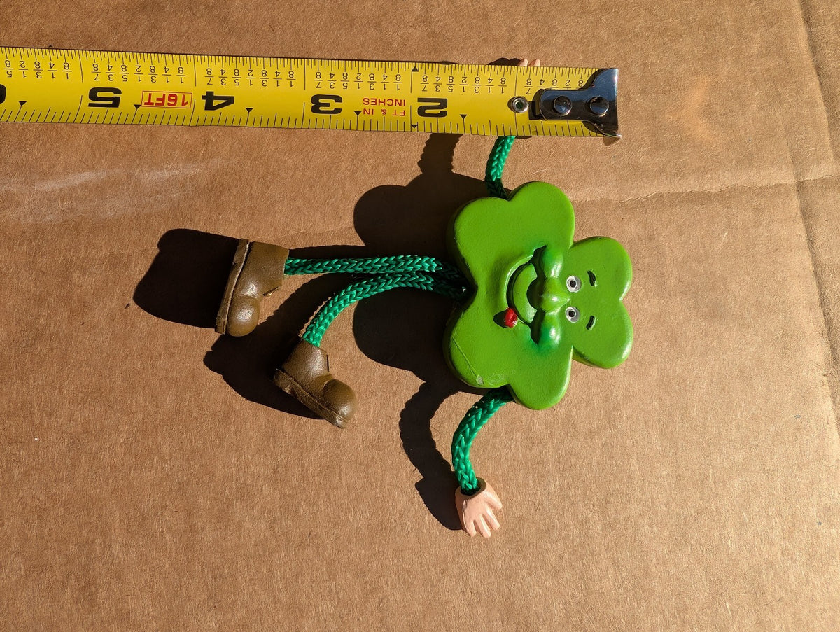 3D Shamrock Fridge Magnet Dangling Rope Arms Legs Irish St Patricks Day 4"
