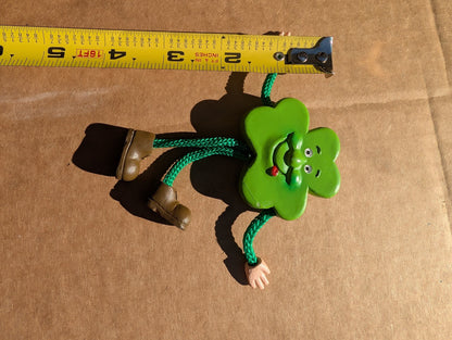 3D Shamrock Fridge Magnet Dangling Rope Arms Legs Irish St Patricks Day 4"