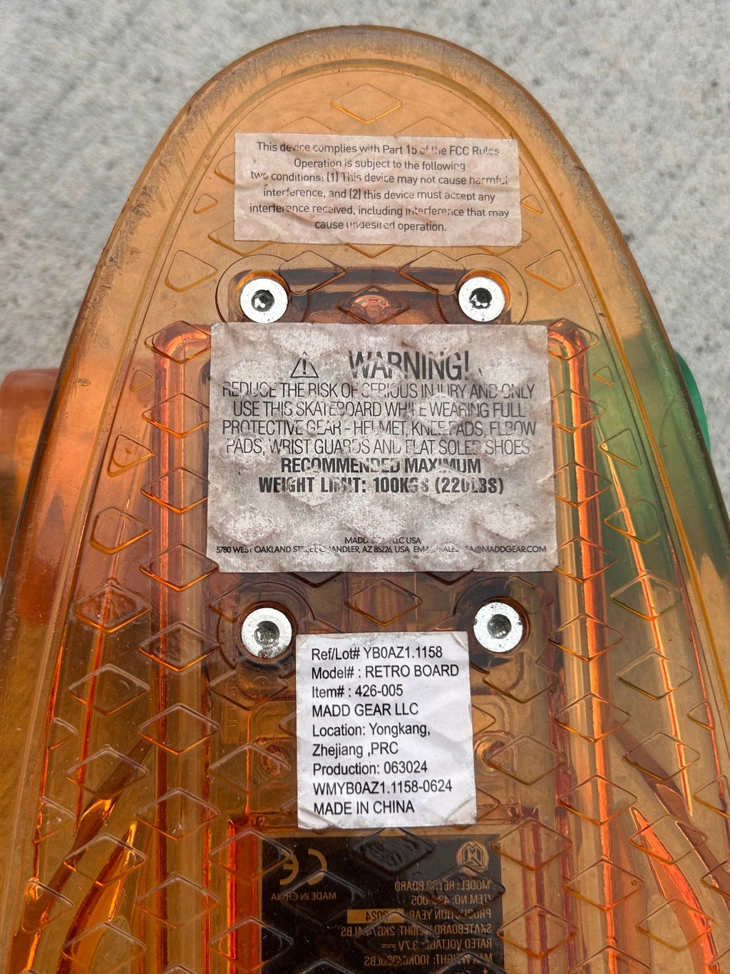 Madd Gear Retro Board 22 In LED Light Up Skateboard Green Orange Penny Cruiser