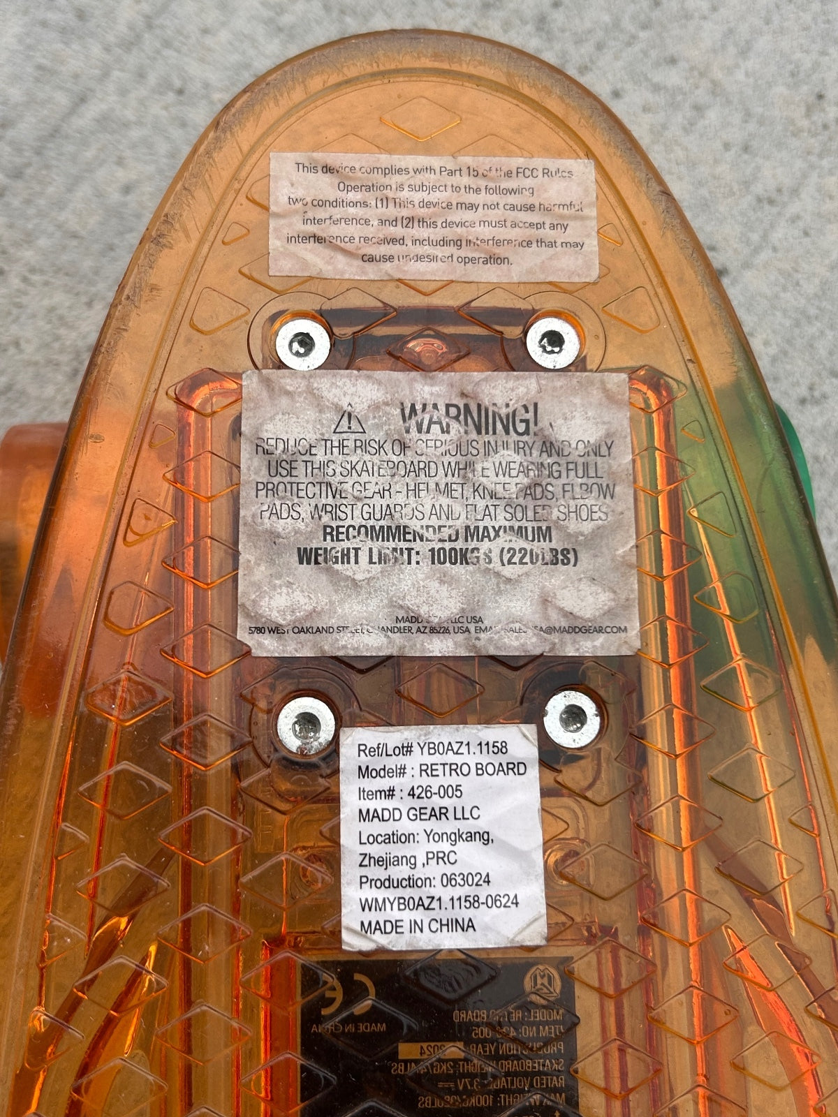 Madd Gear Retro Board 22 In LED Light Up Skateboard Green Orange Penny Cruiser