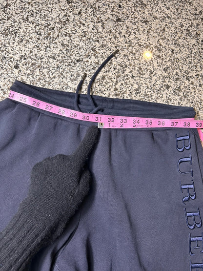 Burberry Mens Black Fleece Sweatpants Cotton Blend Joggers Small Hole