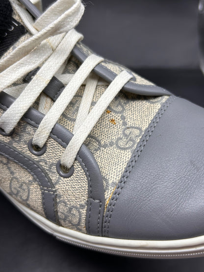Gucci GG Supreme Canvas Low Top Sneakers Shoes Grey Blue Size EU 38 US 8