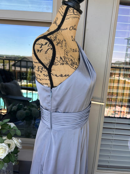 NWT! Azazie Dusty Blue One-Shoulder Dress Size 12 A-Line Floor Length 64”