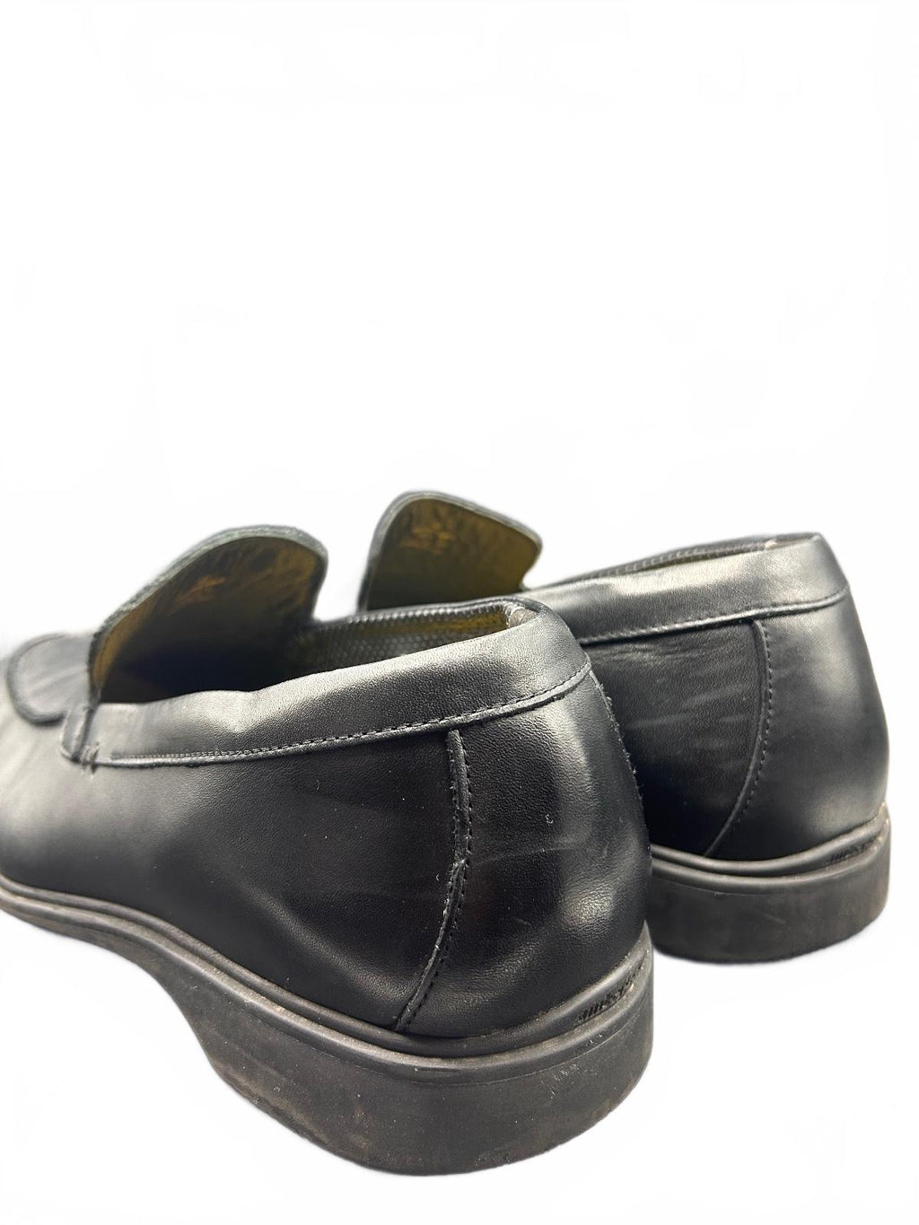 Amberjack Black Leather Slip On Loafers Mens Size 14 M Comfort Dress Shoes