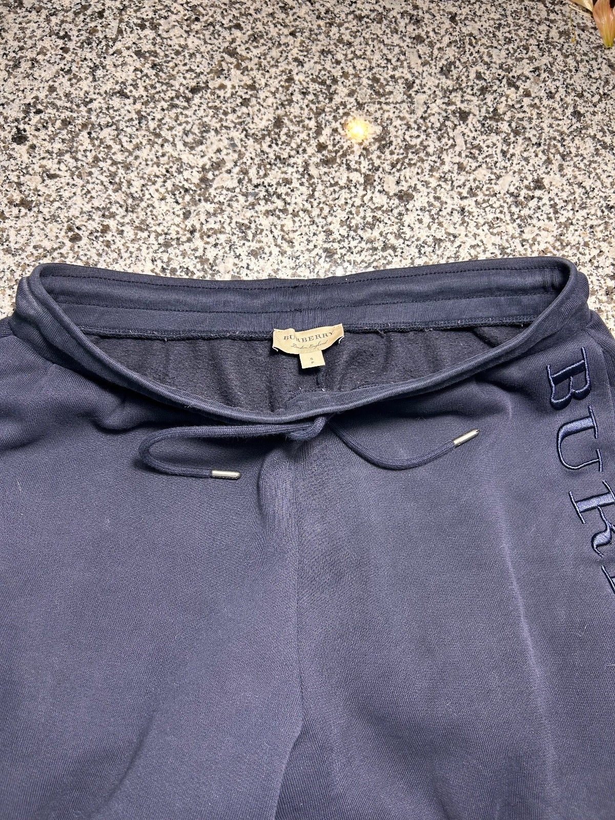Burberry Mens Black Fleece Sweatpants Cotton Blend Joggers Small Hole