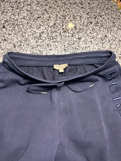 Burberry Mens Black Fleece Sweatpants Cotton Blend Joggers Small Hole