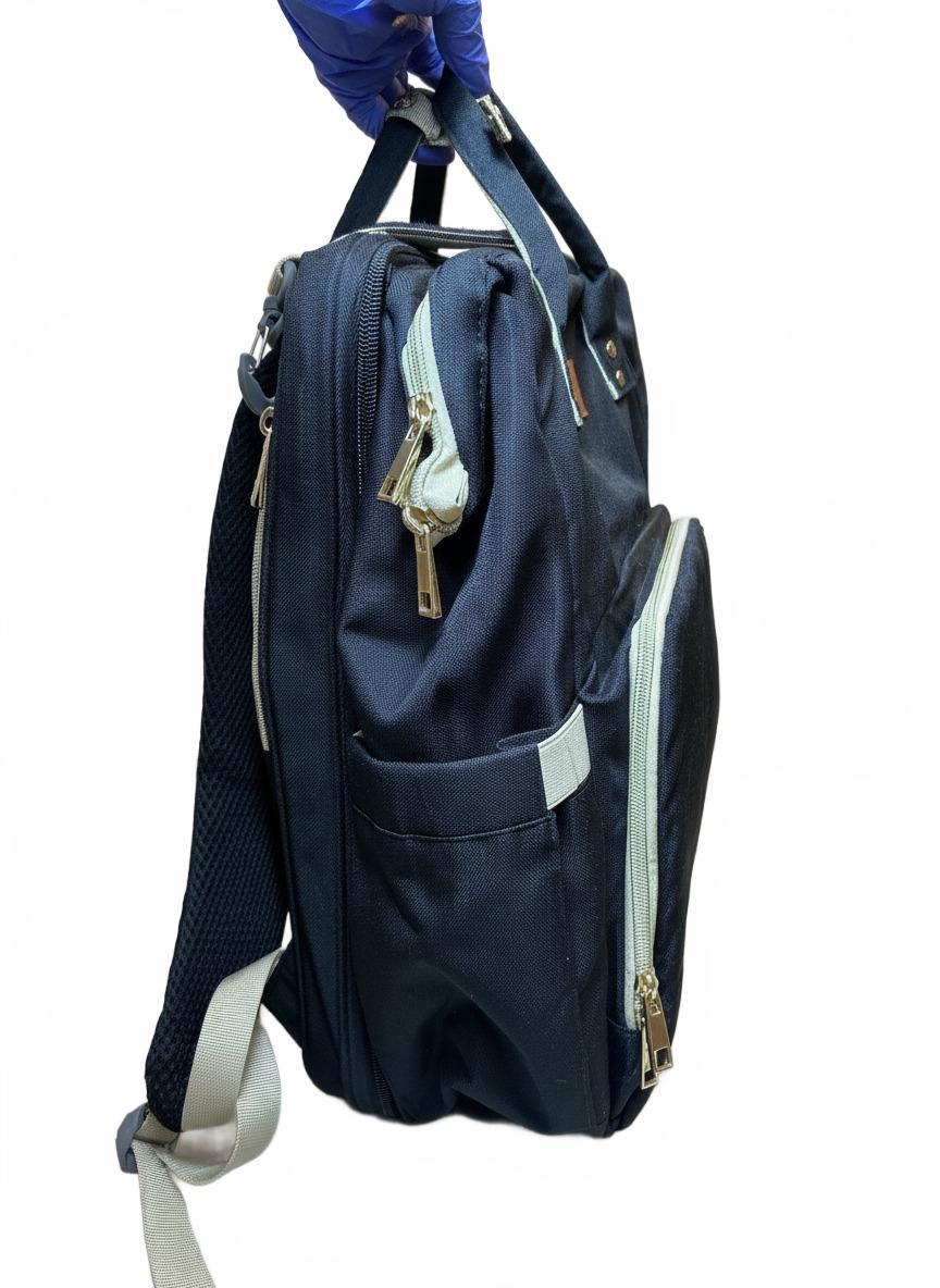 D&Bug Black Convertible Diaper Bag Backpack Insulated Bottle Pockets & Mat