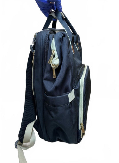 D&Bug Black Convertible Diaper Bag Backpack Insulated Bottle Pockets & Mat