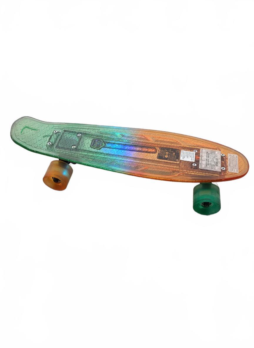 Madd Gear Retro Board 22 In LED Light Up Skateboard Green Orange Penny Cruiser