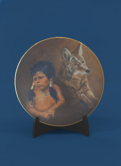 Vintage 1978 Gregory Perillo Mighty Sioux Collector Plate 8.25" Gold Rim