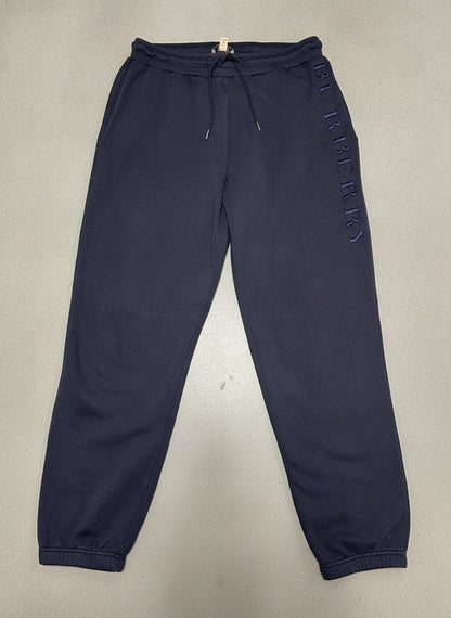 Burberry Mens Black Fleece Sweatpants Cotton Blend Joggers Small Hole