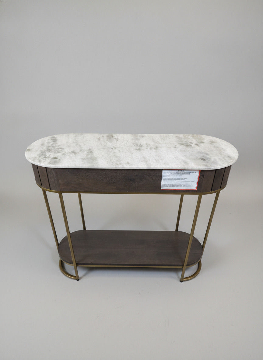 Baxton Studio Contemporary Marble Top Console Table with Gold Metal Frame