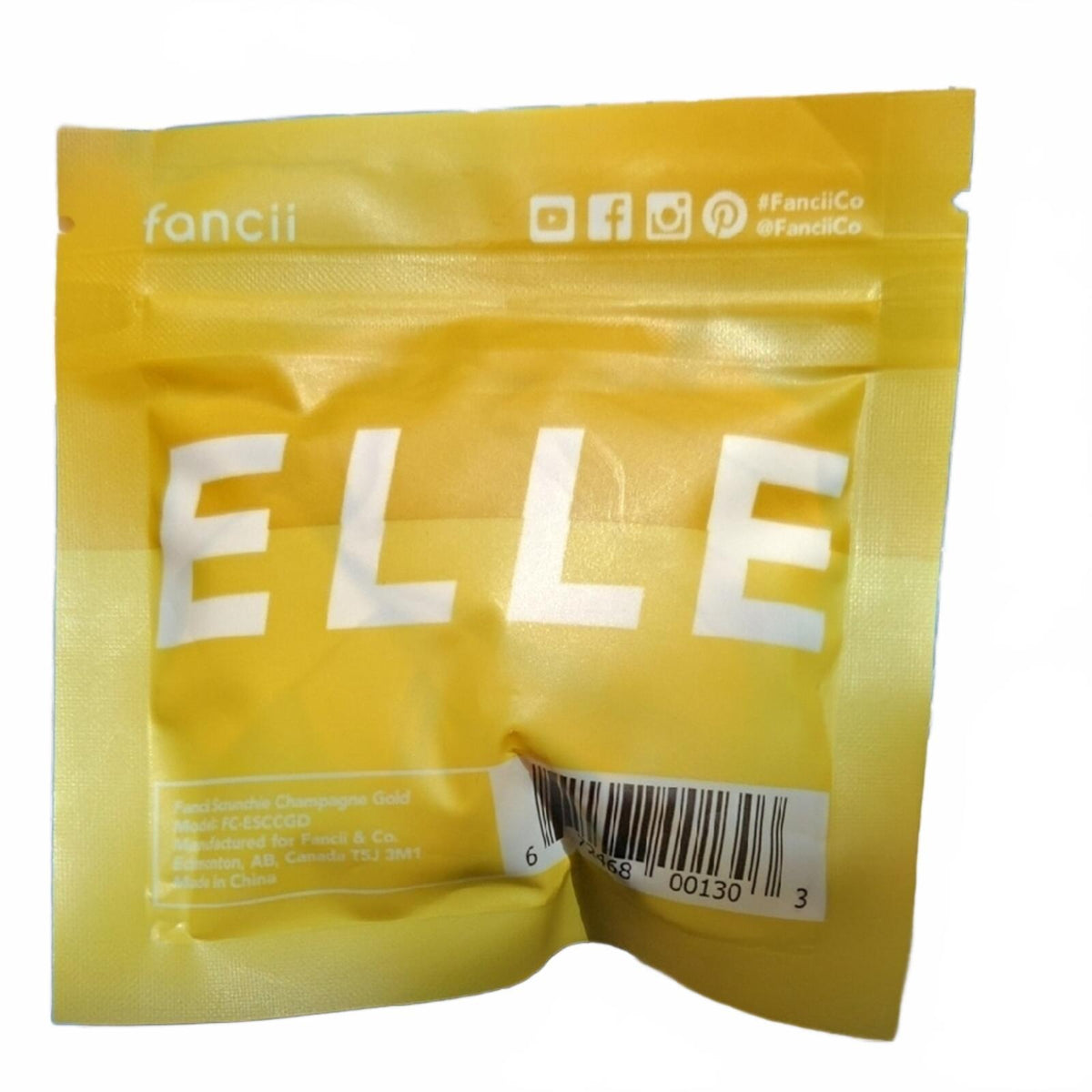 Fancii ELLE Satin Scrunchie Hair Tie Bow Champagne Gold NWT Sealed