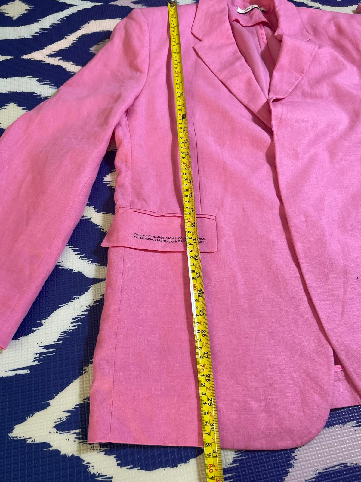 PANGAIA Womens Oversized Pink Aloe Infused Linen Blazer Jacket Medium M Luxury