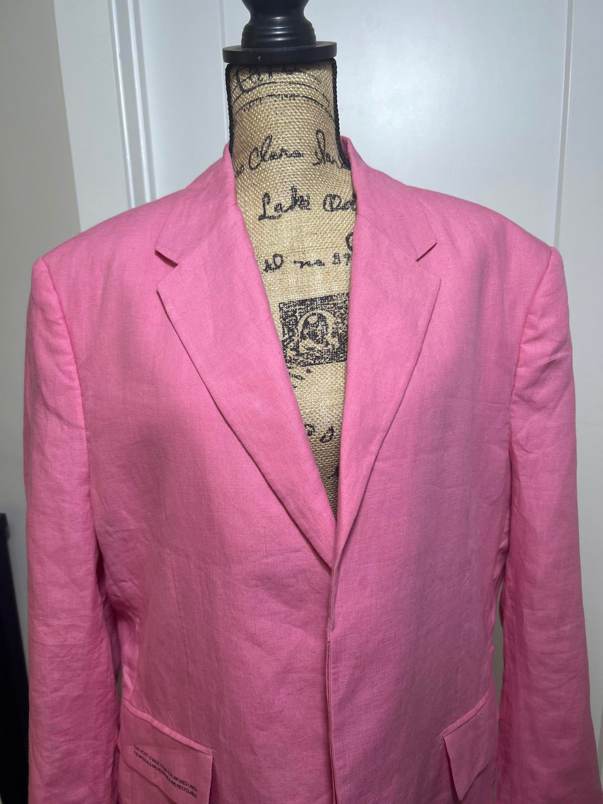 PANGAIA Womens Oversized Pink Aloe Infused Linen Blazer Jacket Medium M Luxury