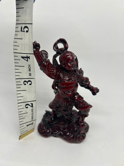 Vintage Chinese Red Resin Figurine - Cinnabar Style - Single Statue
