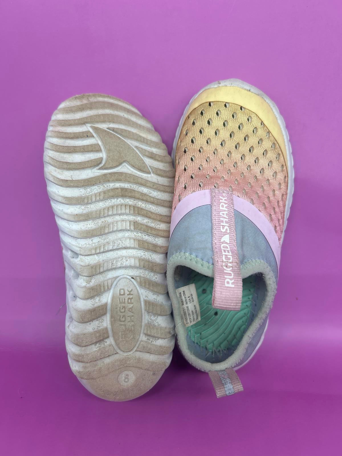 Rugged Shark EVA Water Shoes - Kids/Youth Size 8T - Pastel Pink/Blue