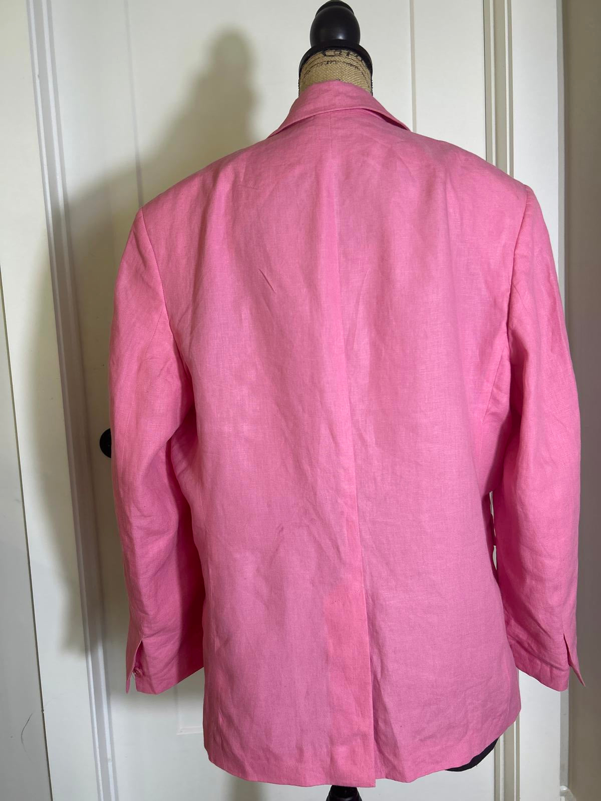 PANGAIA Womens Oversized Pink Aloe Infused Linen Blazer Jacket Medium M Luxury