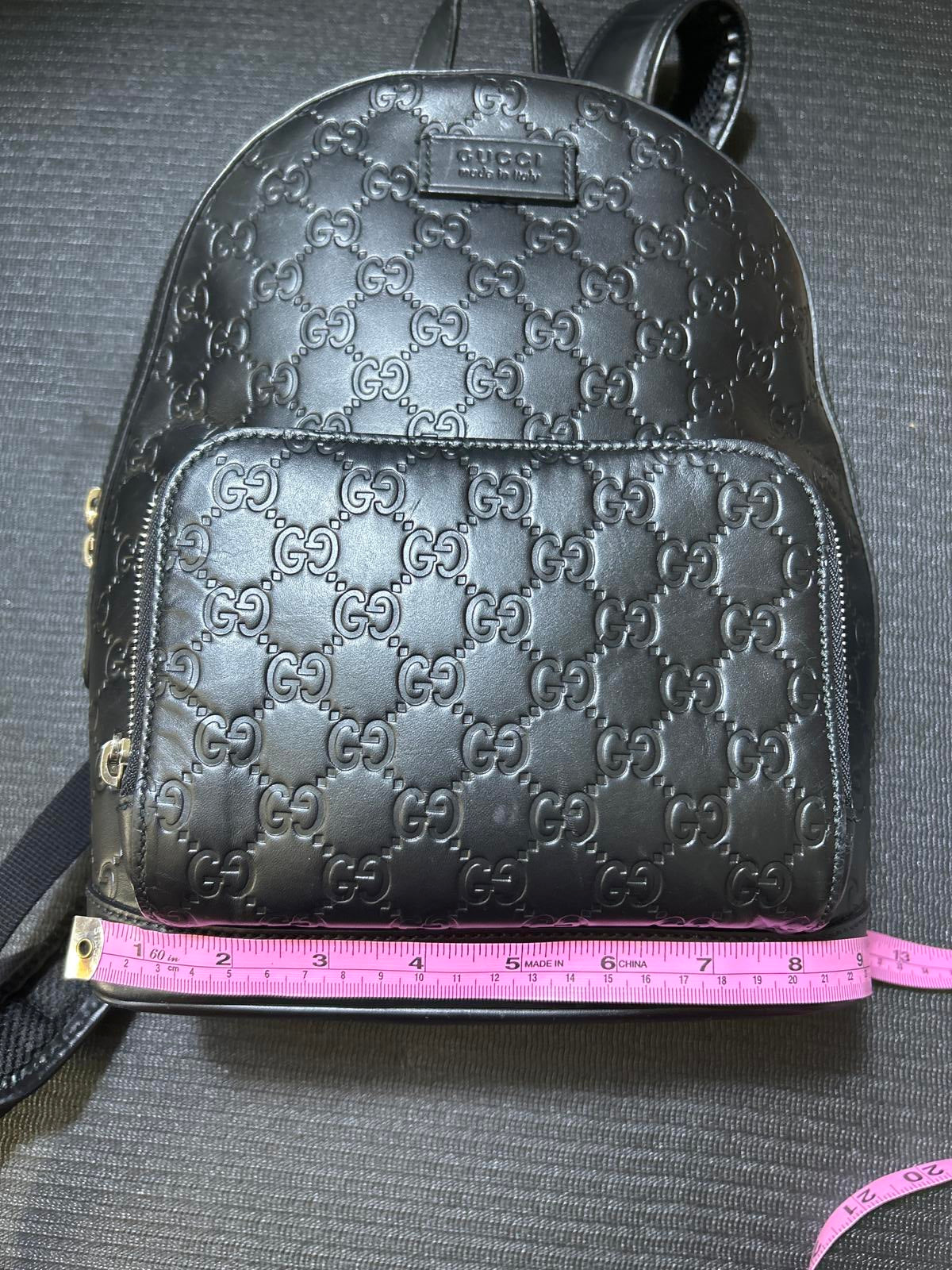 Gucci Guccissima Signature Black Leather Backpack Bag Unisex Authentic Luxury