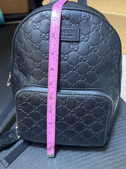 Gucci Guccissima Signature Black Leather Backpack Bag Unisex Authentic Luxury