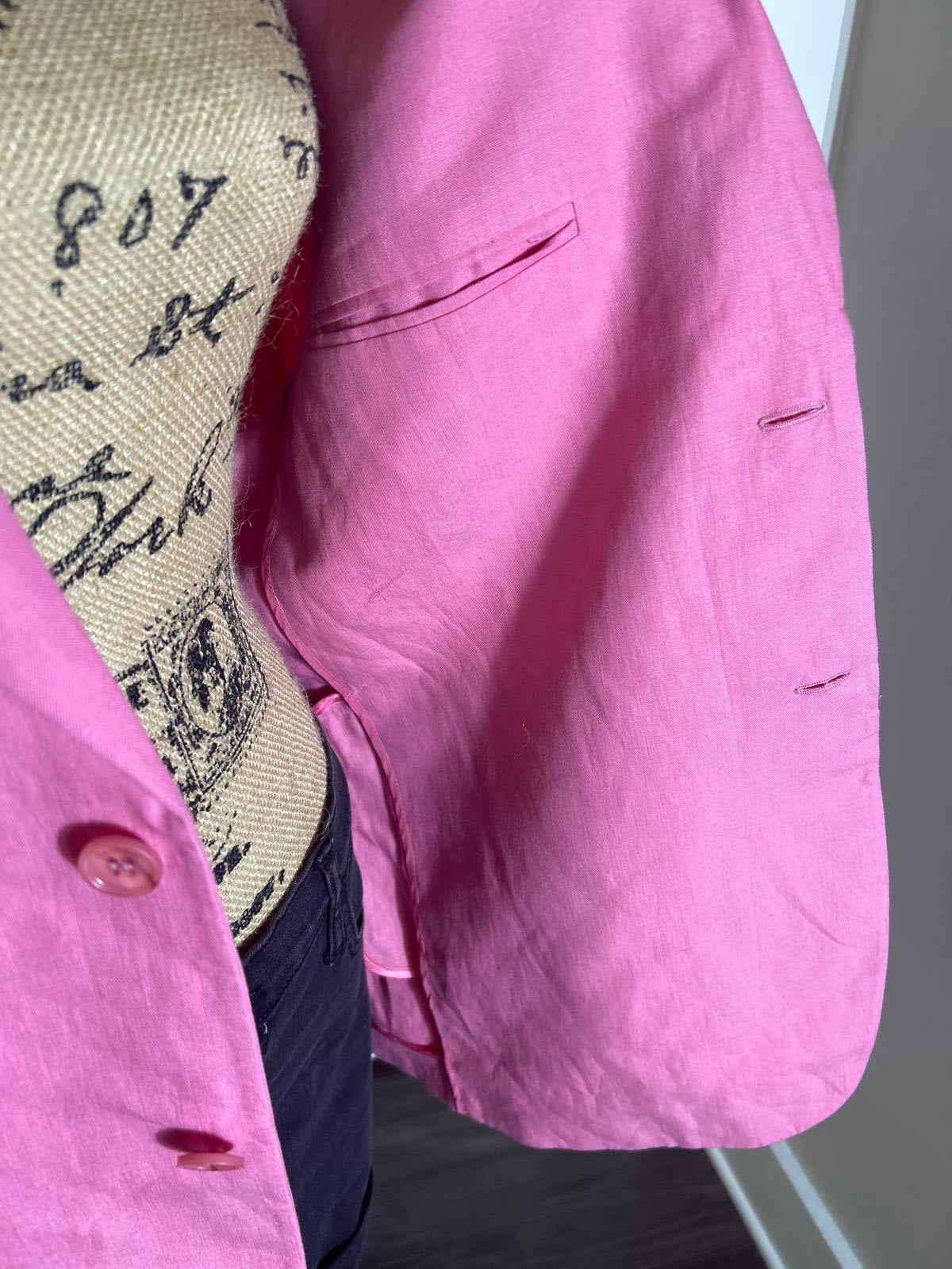 PANGAIA Womens Oversized Pink Aloe Infused Linen Blazer Jacket Medium M Luxury