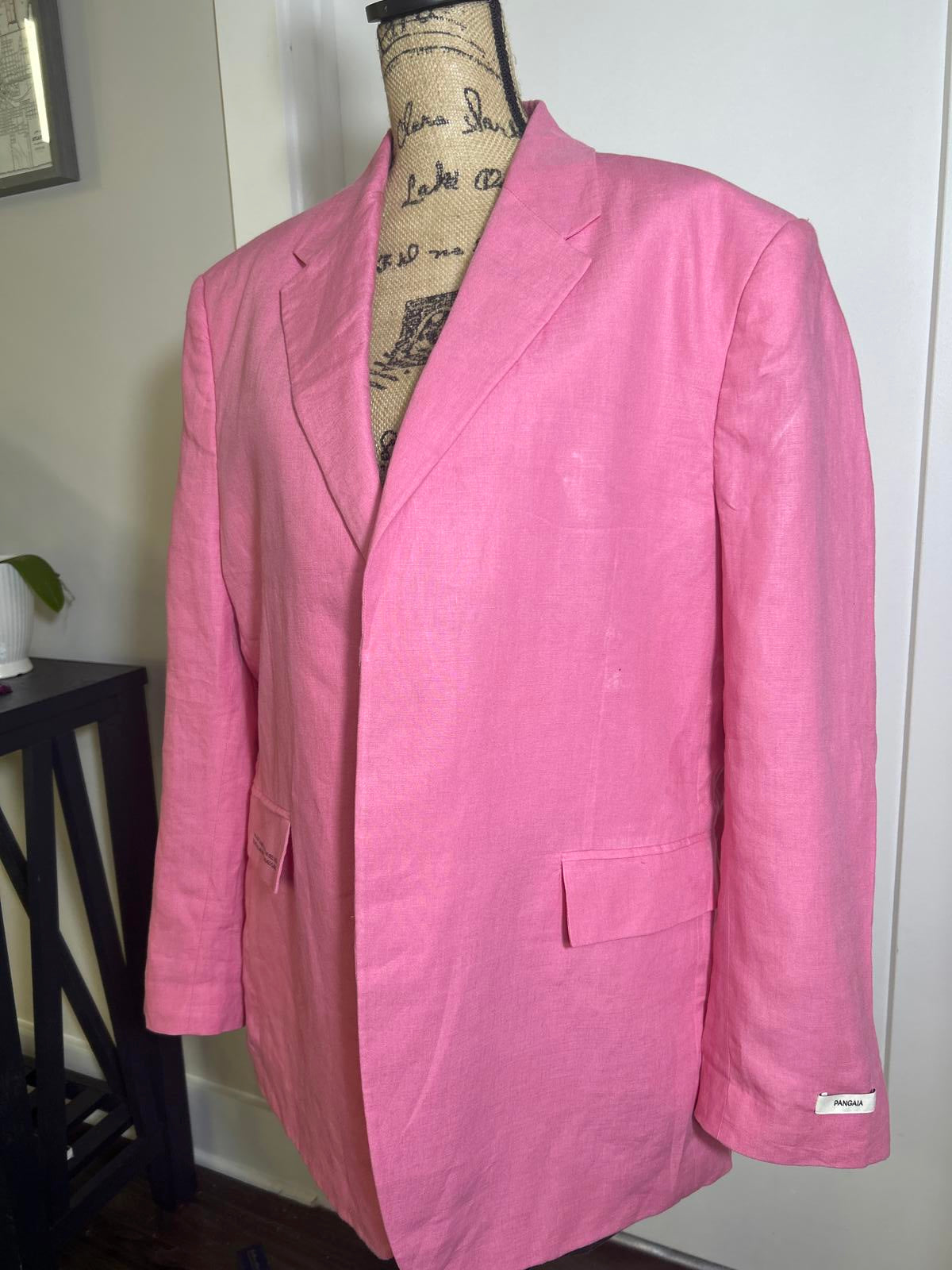 PANGAIA Womens Oversized Pink Aloe Infused Linen Blazer Jacket Medium M Luxury