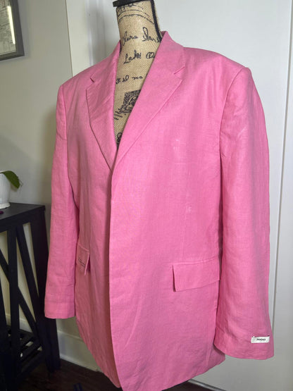 PANGAIA Womens Oversized Pink Aloe Infused Linen Blazer Jacket Medium M Luxury
