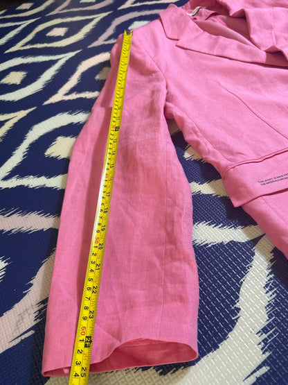 PANGAIA Womens Oversized Pink Aloe Infused Linen Blazer Jacket Medium M Luxury