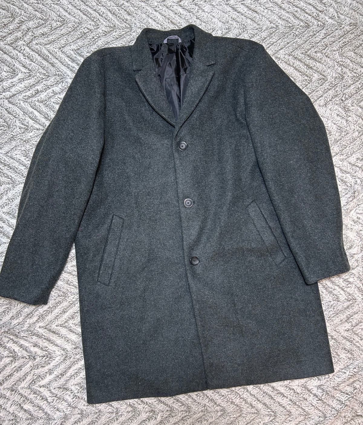 Old Navy Men's XXL Dark Gray Wool Look Overcoat Button Front Coat Jacket