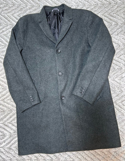 Old Navy Men's XXL Dark Gray Wool Look Overcoat Button Front Coat Jacket