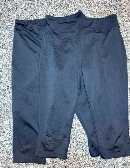 Lot of 2 Women's Black Capri Leggings Set Stretchy Cropped Workout Lounge Pants