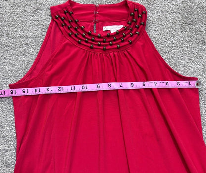 C&C California Womens Size Medium Red Sleeveless Beaded Neck Party Dress M