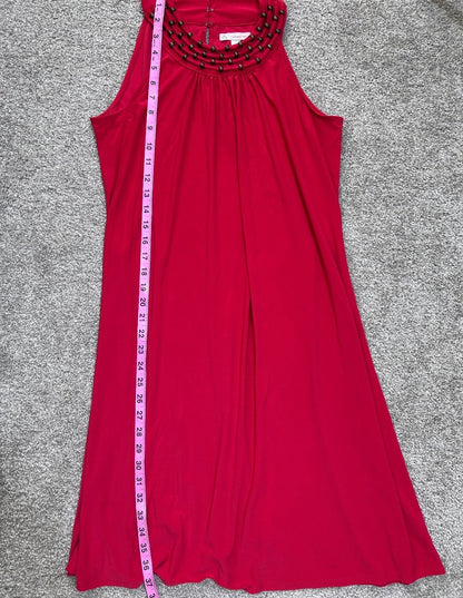 C&C California Womens Size Medium Red Sleeveless Beaded Neck Party Dress M