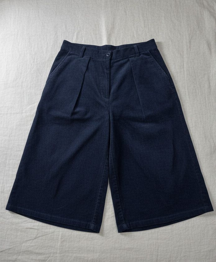 People Tree Organic Cotton Navy Blue Culottes Size 12 Wide Leg Sustainable Pants