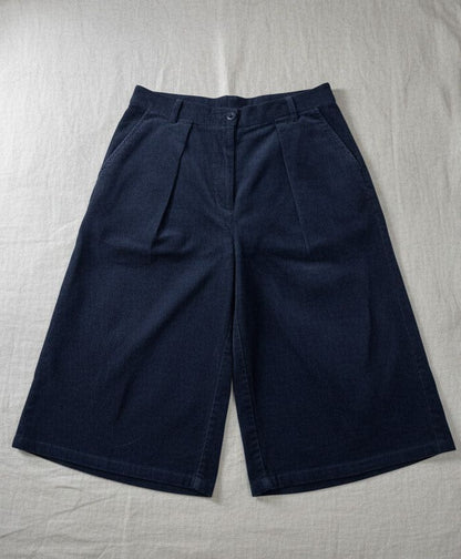 People Tree Organic Cotton Navy Blue Culottes Size 12 Wide Leg Sustainable Pants