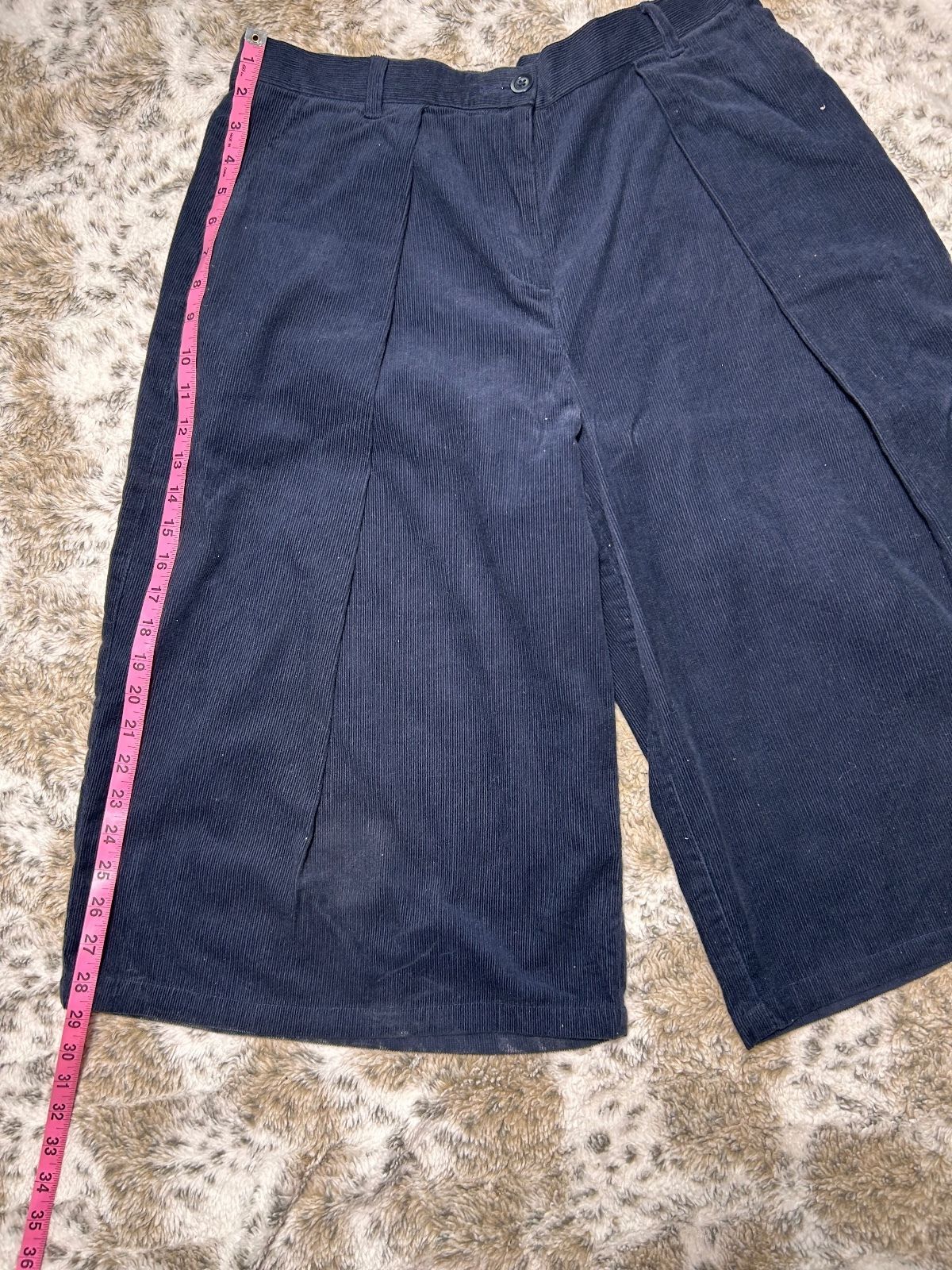 People Tree Organic Cotton Navy Blue Culottes Size 12 Wide Leg Sustainable Pants