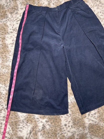 People Tree Organic Cotton Navy Blue Culottes Size 12 Wide Leg Sustainable Pants