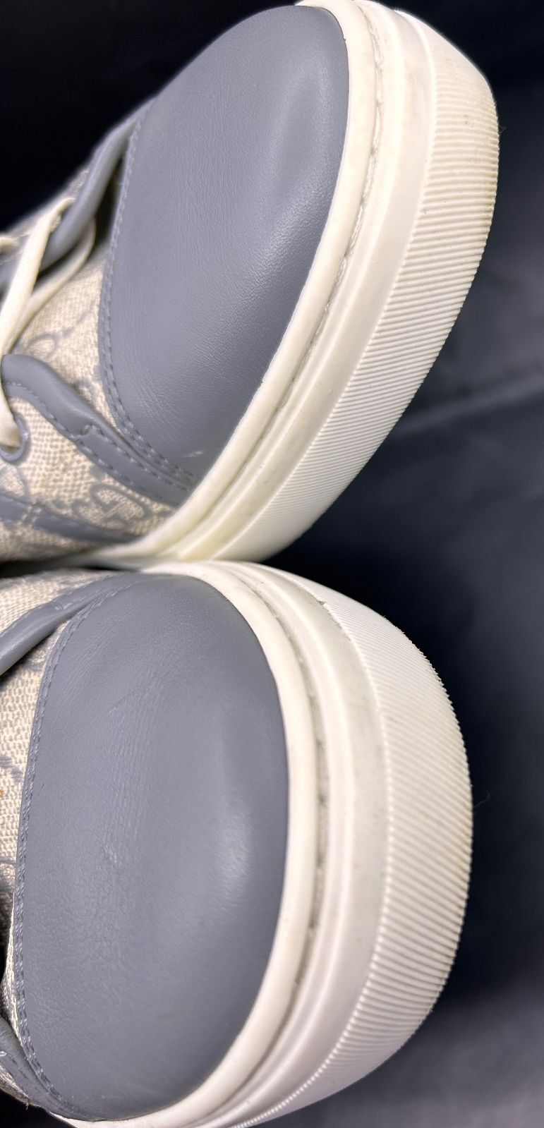 Gucci GG Supreme Canvas Low Top Sneakers Shoes Grey Blue Size EU 38 US 8