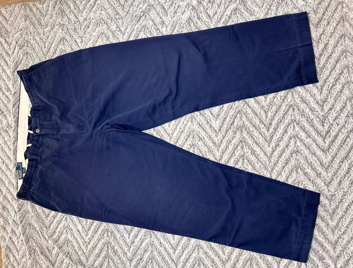 THRIFT| Polo Ralph Lauren M 40W 30L Navy Chino Pants Classic Straight Leg Cotton