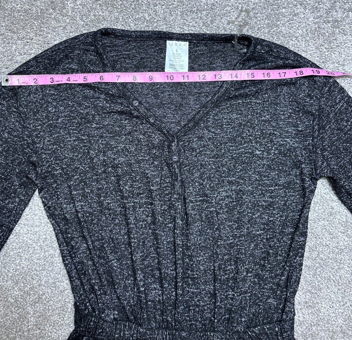 Cozy Black Long Sleeve Jumpsuit | Elastic Waist Cuffed Ankle Loungewear Size S